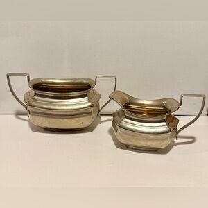 WB MFG EPNS ART DECOR UNCOVERED SUGAR BOWL AND CREAMER MILK JUG SET